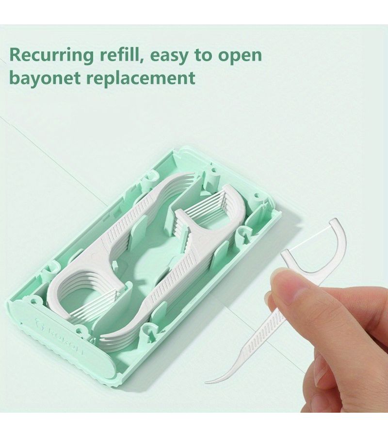 Portable Automatic Dental Floss Storage Box Flosser Picks Toothpick Teeth Stick Tooth Cleaning Oral Hygiene Care For Home Travel White - Image 2