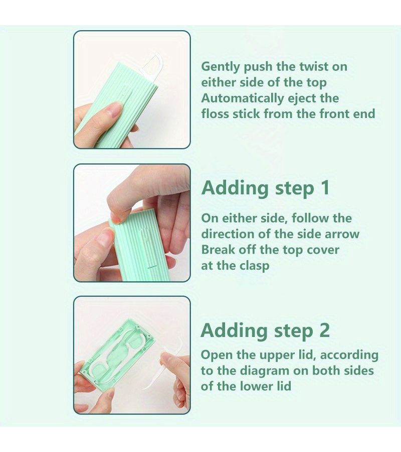 Portable Automatic Dental Floss Storage Box Flosser Picks Toothpick Teeth Stick Tooth Cleaning Oral Hygiene Care For Home Travel White - Image 5