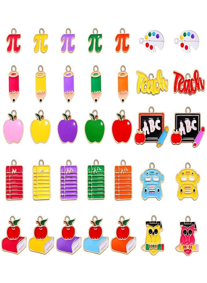 CEALXHENY 35PCS Teacher Charms for Jewelry Making Enamel Student School Charms Cute Book Pencil Blackboard Pendants for DIY Earring Necklace Bracelet Back To School Accessory (35PCS Charm) - Image 1