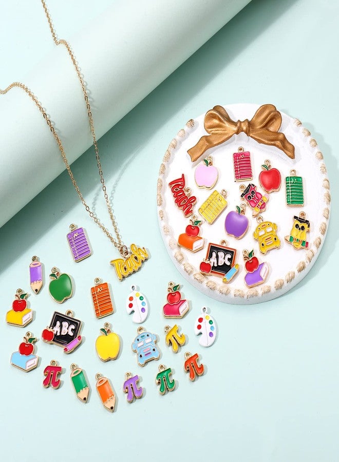 CEALXHENY 35PCS Teacher Charms for Jewelry Making Enamel Student School Charms Cute Book Pencil Blackboard Pendants for DIY Earring Necklace Bracelet Back To School Accessory (35PCS Charm) - Image 5