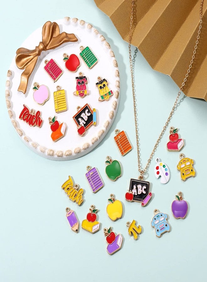 CEALXHENY 35PCS Teacher Charms for Jewelry Making Enamel Student School Charms Cute Book Pencil Blackboard Pendants for DIY Earring Necklace Bracelet Back To School Accessory (35PCS Charm) - Image 4