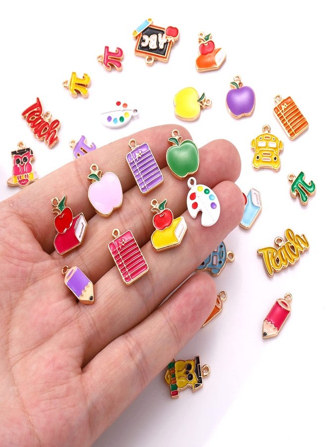 CEALXHENY 35PCS Teacher Charms for Jewelry Making Enamel Student School Charms Cute Book Pencil Blackboard Pendants for DIY Earring Necklace Bracelet Back To School Accessory (35PCS Charm) - Image 3