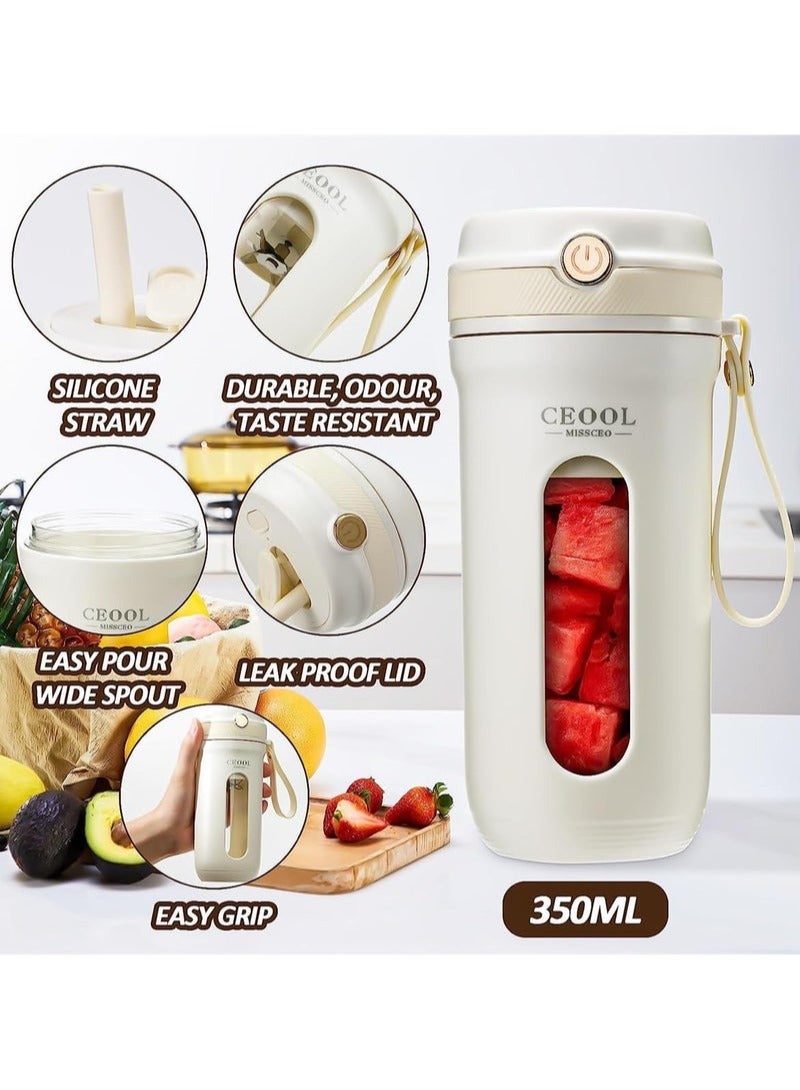 Ceool Portable Blender, Mini 350ML Juicer, Wireless Rechargeable Mixer, 10 Stainless Steel Blades,18000RPM Personal Size Blender For Travel Sports Office School - Image 4