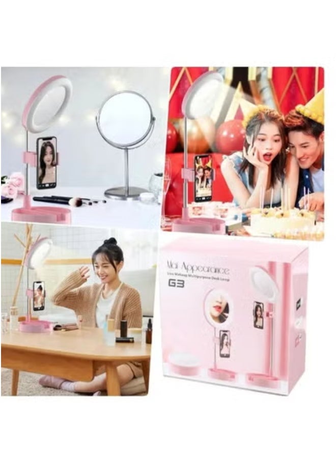 TIGER Multipurpose Tripod Desk Lamp with Phone Holder and LED Selfie Ring Light – Adjustable Fill Light for YouTube, Live Streaming, Video Calls, Makeup, and Photography – Compact 18x18x8cm Portable Studio Light for Desk Use – Available in Black, White, or Silver  - Image 2