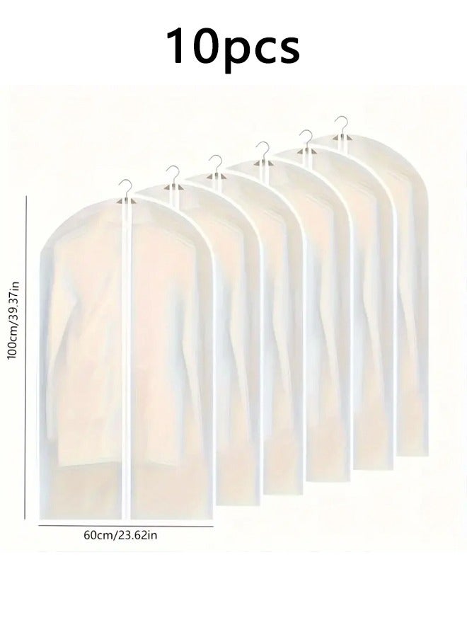 زيمي أكياس تخزين ملابس شفافة، أغطية ملابس مقاومة للغبار والماء لتعليق أكياس الملابس، تستخدم لتخزين البدلات والمعاطف والفساتين والفراء والقمصان والعبايات، طويلة بسحاب للخزانة - 24 بوصة × 40 بوصة / 10 عبوات - Image 1