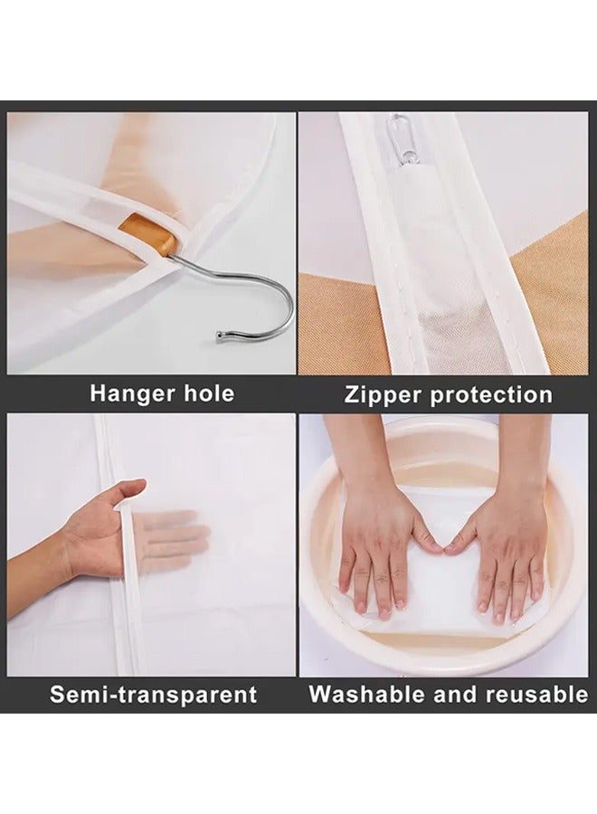 زيمي أكياس تخزين ملابس شفافة، أغطية ملابس مقاومة للغبار والماء لتعليق أكياس الملابس، تستخدم لتخزين البدلات والمعاطف والفساتين والفراء والقمصان والعبايات، طويلة بسحاب للخزانة - 24 بوصة × 40 بوصة / 10 عبوات - Image 3
