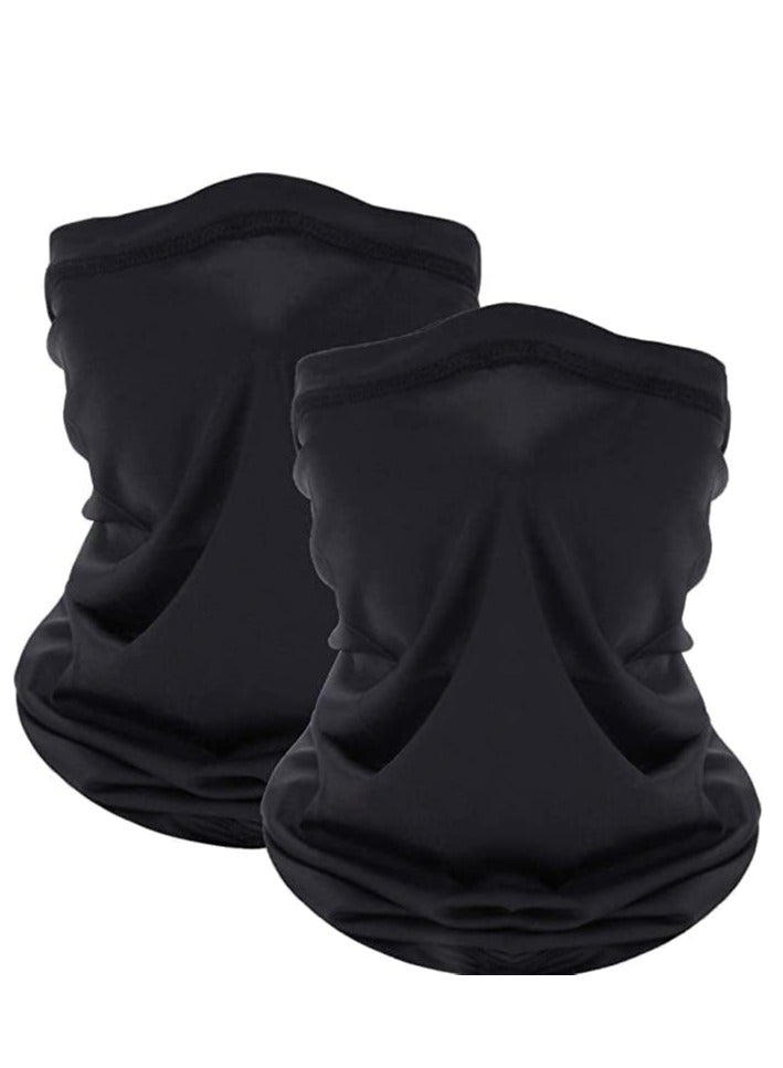 Tersely 2 Pack Breathable Cooling Neck Gaiters, Ice Silk Face Shield Scarf, Multifunctional Headwear Bandana Face Cover,UV Protection Headband Scarf,Reusable Stretchy Balaclava (Black+Black) - Image 1