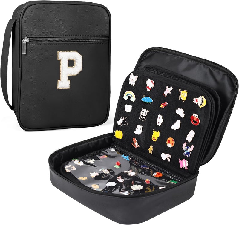 Fruobeyla Pin Display Bag, Letter PU Pin Trading Book with 8 Pages, Waterproof Enamel Pins Holder Board, Suitable as Pin Collection Display Case, P - Image 1