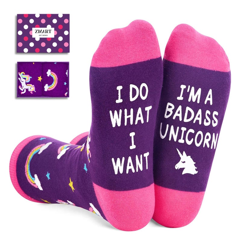 Zmart Unicorn Gifts for Women - Unicorn Socks for Adults, Funny Animal Socksï¼ŒChristmas Stocking Stuffers - Image 1