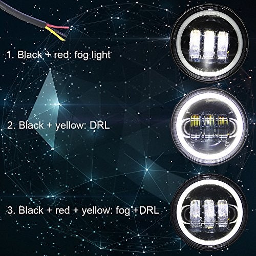 OPP ULITE Harley 4B Fog Lights - 2pcs 4.5 Inch 60W LED Fog Lights with White Halo Ring Angel Eyes DRL Offroad Lamp for Motorcycle - Image 5