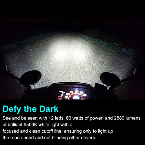 OPP ULITE Harley 4B Fog Lights - 2pcs 4.5 Inch 60W LED Fog Lights with White Halo Ring Angel Eyes DRL Offroad Lamp for Motorcycle - Image 3