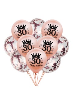Brain Giggles Brain Giggles 30th Birthday Decoration - 30th Happy Birthday Balloon set- 10pcs - Rose Gold  - Image 1