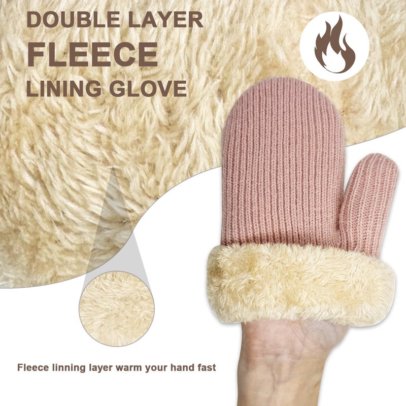 Bototack Winter Mittens for Women Men Warm Fleece Lining Stretchy Kit Thermal Snow Gloves for Cold Weather Gifts (Pink) - Image 2