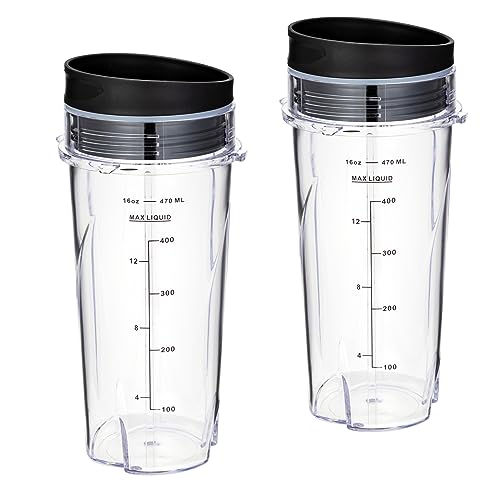ChapLithe QB3001SS/ QB3000SS Blender Cups for Ninja Replacement 16oz, Fit Compact Personal Blender with Lids- 2 Pack. - Image 1