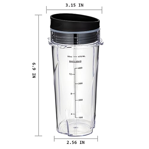 ChapLithe QB3001SS/ QB3000SS Blender Cups for Ninja Replacement 16oz, Fit Compact Personal Blender with Lids- 2 Pack. - Image 4