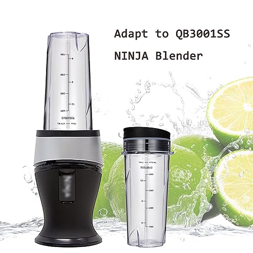 ChapLithe QB3001SS/ QB3000SS Blender Cups for Ninja Replacement 16oz, Fit Compact Personal Blender with Lids- 2 Pack. - Image 5