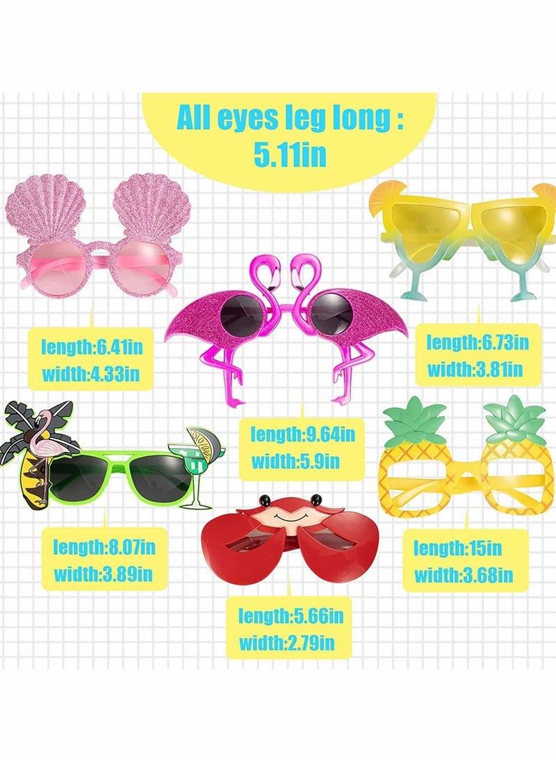 SYOSI - Hawaiian Luau Party Decorations Sunglasses, Funny Tropical Party Sunglasses for Summer Pool Beach Party Decorations, Party Favors Photo Booth, Tropical Hawaiian Luau Party Supplies Favors (6 Pack) - Image 1