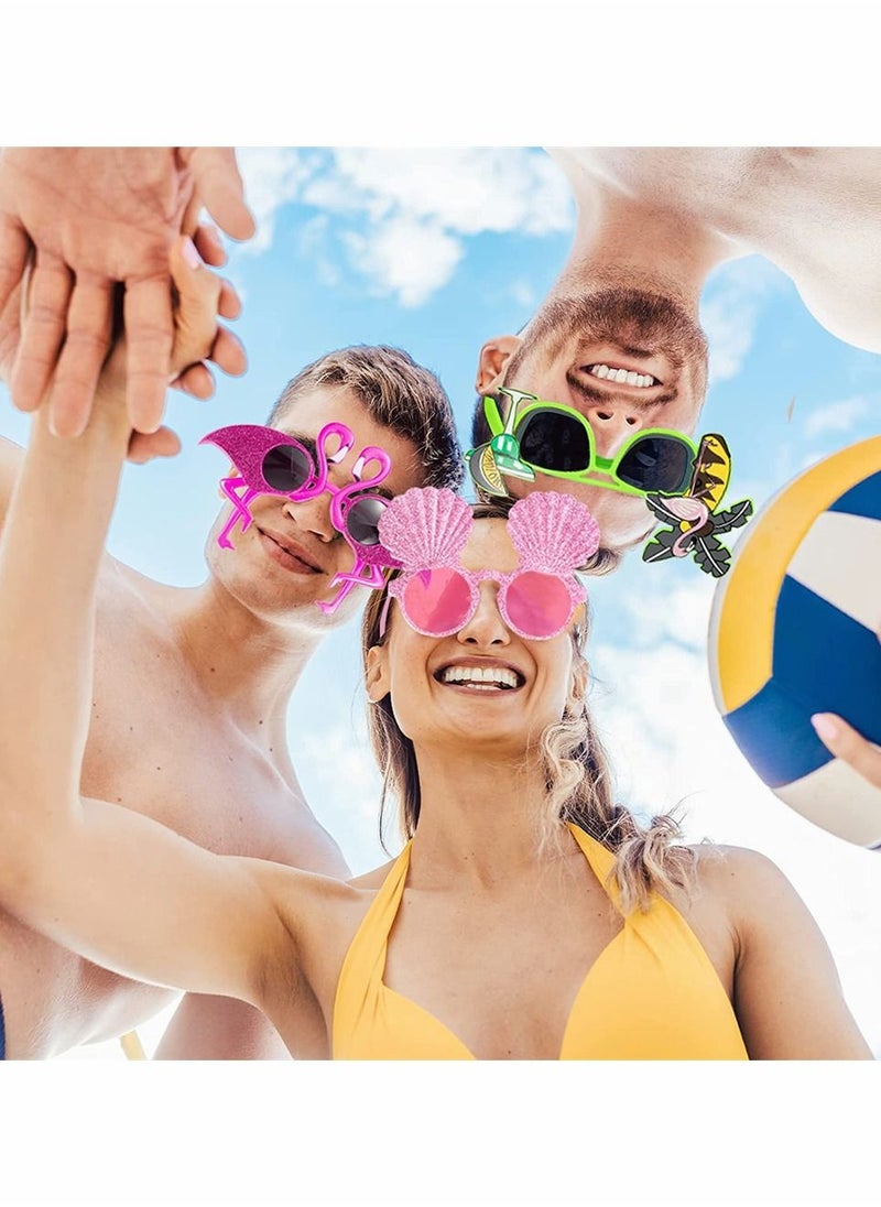 SYOSI - Hawaiian Luau Party Decorations Sunglasses, Funny Tropical Party Sunglasses for Summer Pool Beach Party Decorations, Party Favors Photo Booth, Tropical Hawaiian Luau Party Supplies Favors (6 Pack) - Image 1