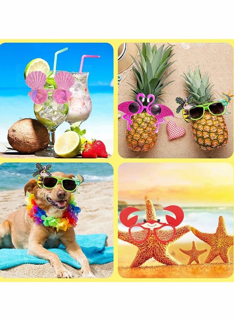 SYOSI - Hawaiian Luau Party Decorations Sunglasses, Funny Tropical Party Sunglasses for Summer Pool Beach Party Decorations, Party Favors Photo Booth, Tropical Hawaiian Luau Party Supplies Favors (6 Pack) - Image 1