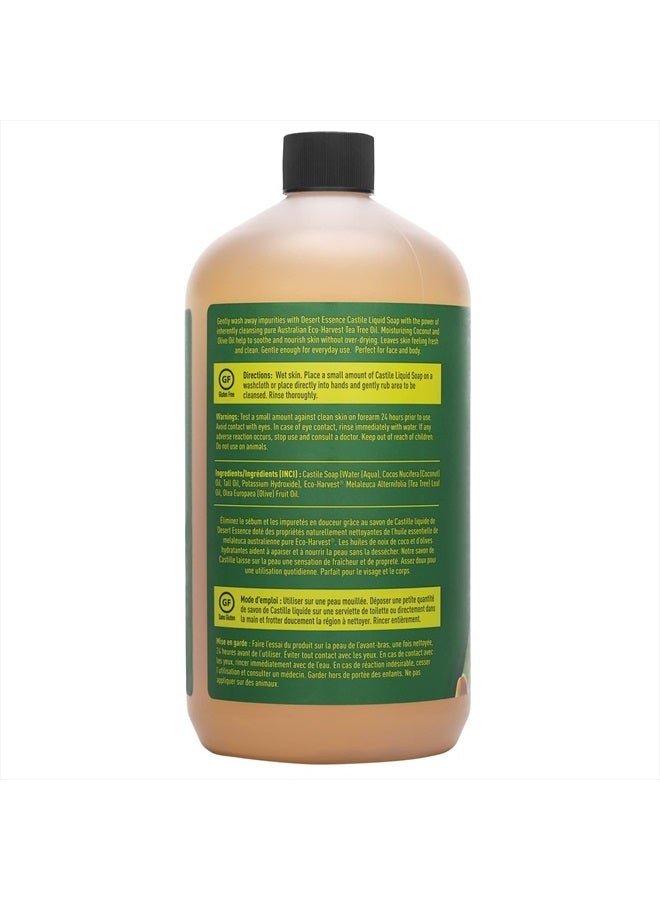 Desert Essence Castile Liquid Soap With Eco-Harvest Tea Tree Oil - 32 Fl Ounce - Face & Body Cleansing - Coconut & Olive Oil - May Diminish Imperfections & Help Reduce Oil - Image 4