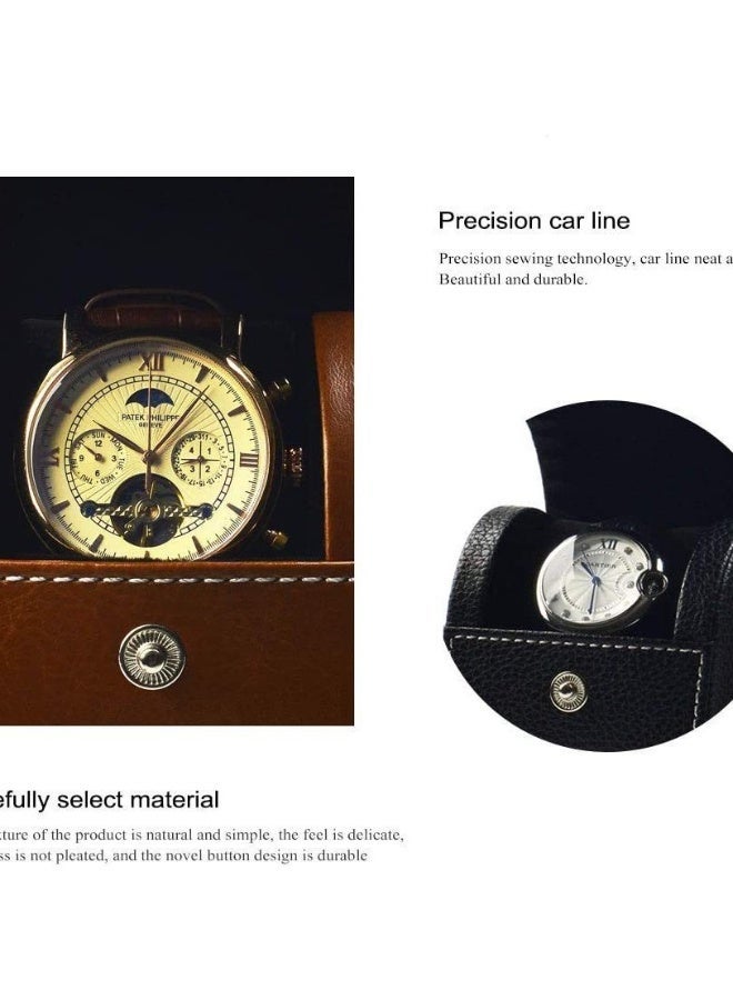 Luxury Leather Watch Storage Box Travel Single Watch Case Watch Gift Box for Christmas Anniversary Birthday(Brown) - Image 3