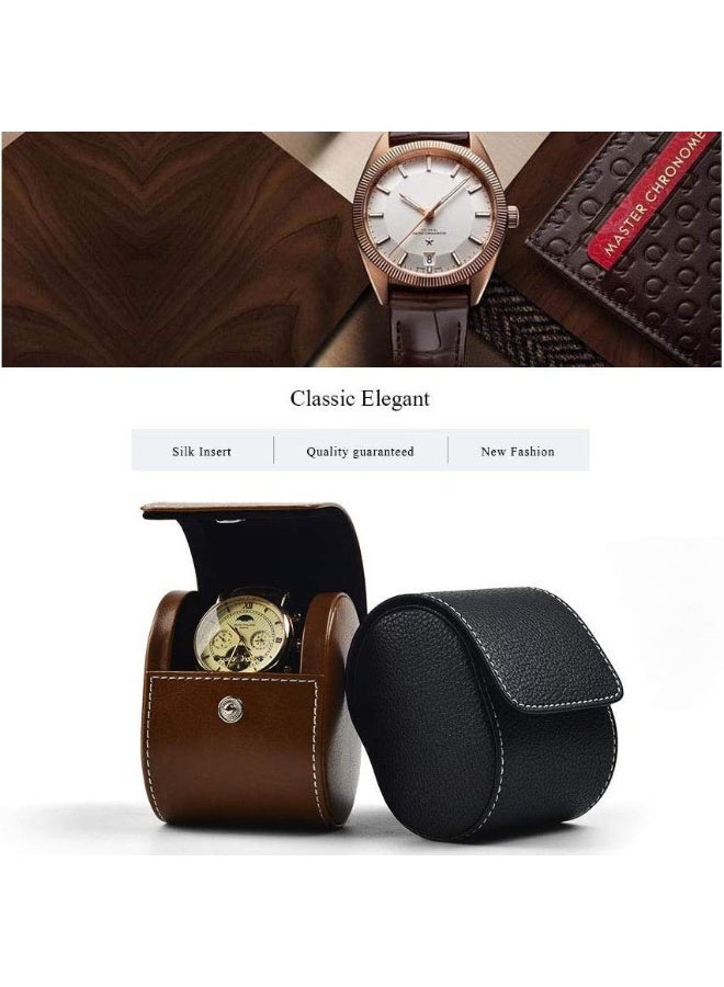 Luxury Leather Watch Storage Box Travel Single Watch Case Watch Gift Box for Christmas Anniversary Birthday(Brown) - Image 4