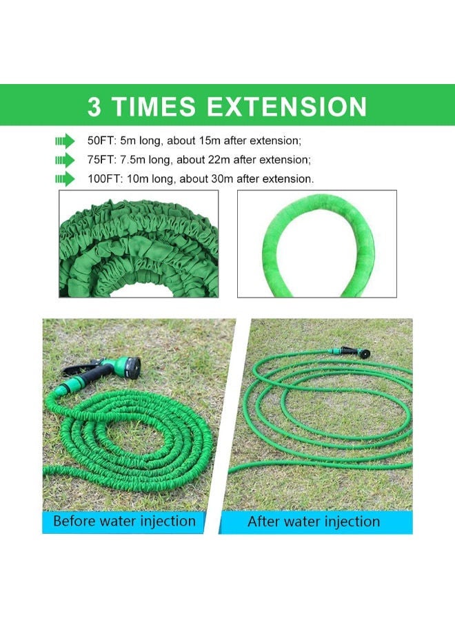 SHOPI 100FT/30M Garden Hose Upgrade Expandable Magic Flexible Water Hose Plastic Hoses Pipe With Expandable Hose 7 Function Spray Nozzle Leak Proof To Watering, 3 kinds of water pipe connections - Image 3