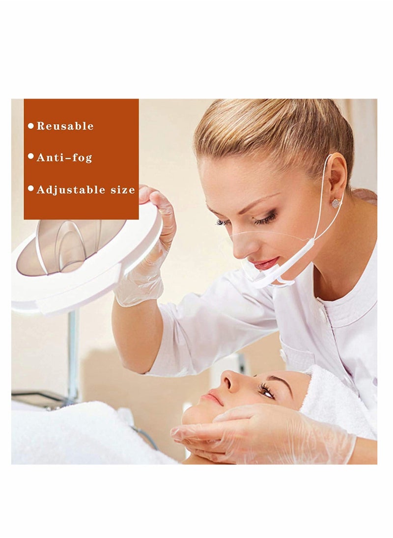 10 PCS Mouth Shield, Transparent Face Mask with Adjustable Elastic Band, Anti-Fog and Anti Splash Catering Protective Mouth Cover for Hotel Kitchen Restaurant Supply