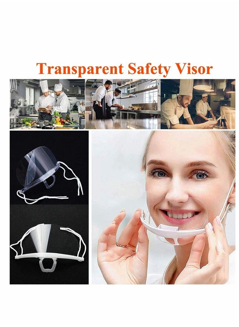 10 PCS Mouth Shield, Transparent Face Mask with Adjustable Elastic Band, Anti-Fog and Anti Splash Catering Protective Mouth Cover for Hotel Kitchen Restaurant Supply