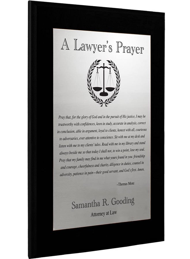 PlaqueMaker Customizable Lawyer's Prayer Plaque - Thank or Congratulate An Attorney or Celebrate a Law Student's Accomplishments - Include Their Name or Special Message (Black Wood w/Silver Metal) - Image 1