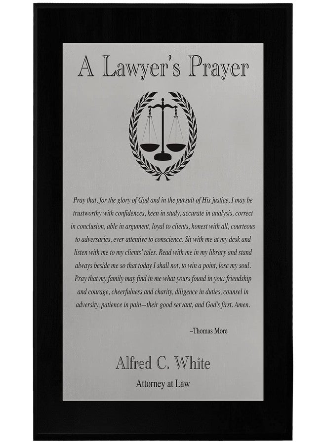 PlaqueMaker Customizable Lawyer's Prayer Plaque - Thank or Congratulate An Attorney or Celebrate a Law Student's Accomplishments - Include Their Name or Special Message (Black Wood w/Silver Metal) - Image 2