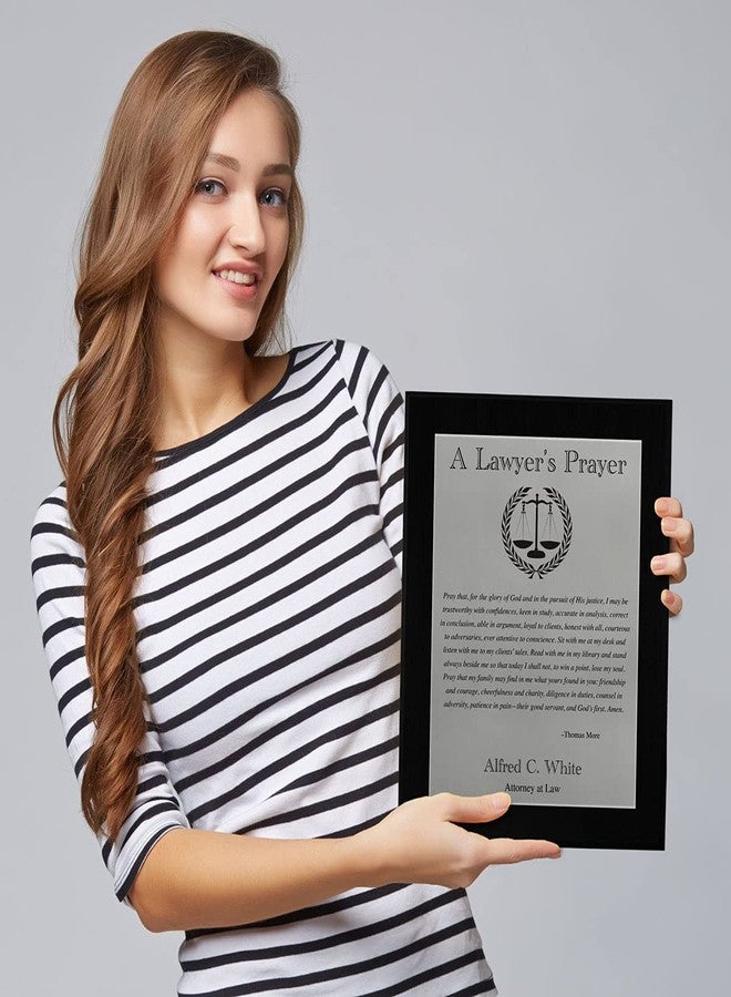 PlaqueMaker Customizable Lawyer's Prayer Plaque - Thank or Congratulate An Attorney or Celebrate a Law Student's Accomplishments - Include Their Name or Special Message (Black Wood w/Silver Metal) - Image 4