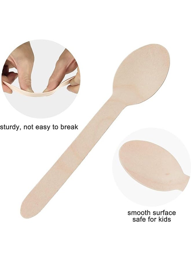 واي جيه 100 قطعة ملعقة خشب البتولا بيج 4.5 بوصة - Image 4