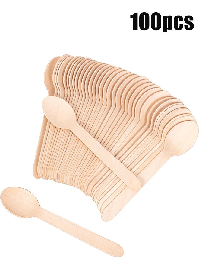 واي جيه 100 قطعة ملعقة خشب البتولا بيج 4.5 بوصة - Image 1