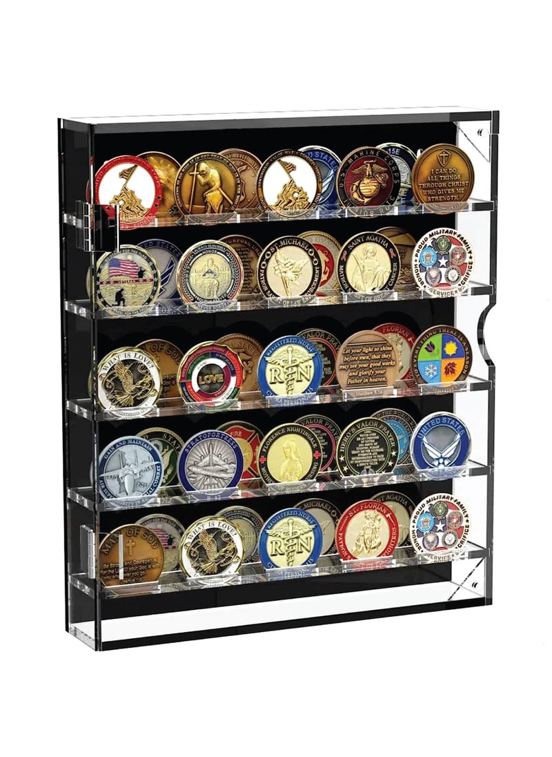 SMARTPOINTS Coin Display Case, Acrylic Coin Case Clear Coin Box Cabinet Rack Holder fits 45 Medals Chip for Collectors Pins Badges Ribbons Display Case with Magnetic Door  - Image 1