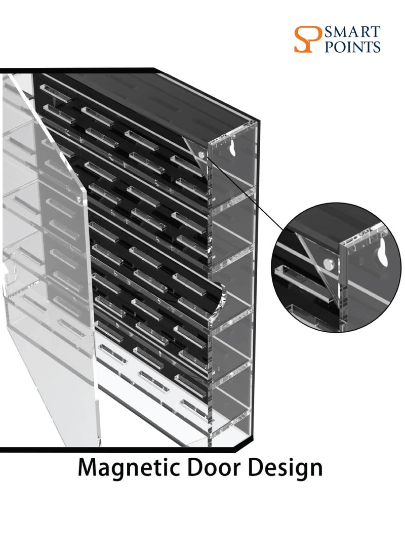 SMARTPOINTS Coin Display Case, Acrylic Coin Case Clear Coin Box Cabinet Rack Holder fits 45 Medals Chip for Collectors Pins Badges Ribbons Display Case with Magnetic Door  - Image 4