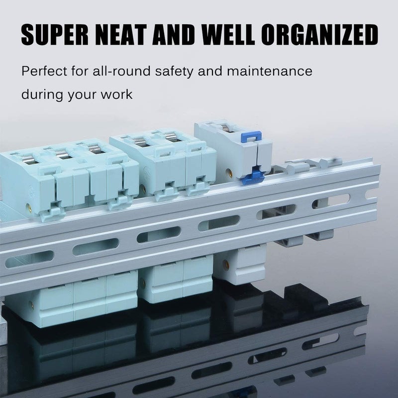 VAMRONE 2 Piece Aluminum DIN Rails, 12 Inch Long, 35mm Wide, 7.5mm High, Top Hat Slotted DIN Rail with RoHS, Extra Premium Screws Included for Hardware Components Mounting - Image 2