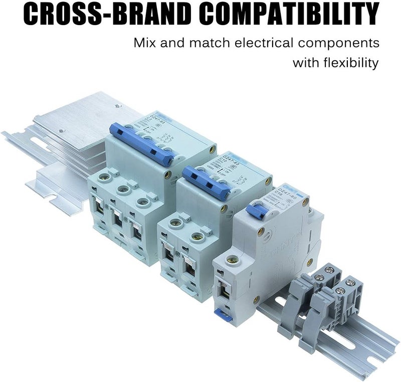 VAMRONE 2 Piece Aluminum DIN Rails, 12 Inch Long, 35mm Wide, 7.5mm High, Top Hat Slotted DIN Rail with RoHS, Extra Premium Screws Included for Hardware Components Mounting - Image 3