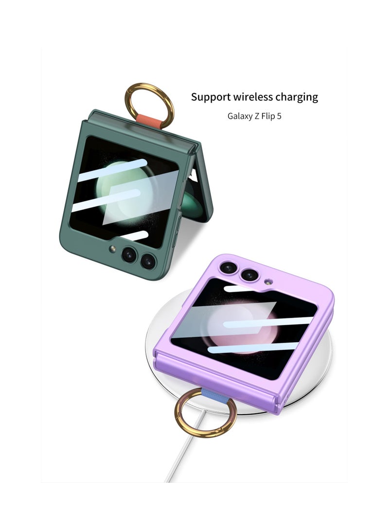 SYOSI Case for Samsung Galaxy Z Flip 5, Slim Protective Z Flip Case Z Flip Hinge Cover Kickstand Case Built-in Back Screen Protector Hinge Protection Phone Case Protective Phone Cover for Samsung Z Flip 5 - Image 5