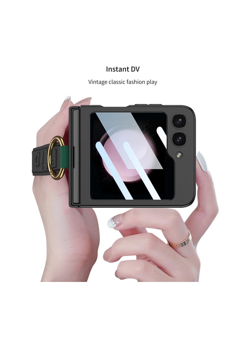 SYOSI Case for Samsung Galaxy Z Flip 5, Slim Protective Z Flip Case Z Flip Hinge Cover Kickstand Case Built-in Back Screen Protector Hinge Protection Phone Case Protective Phone Cover for Samsung Z Flip 5 - Image 2