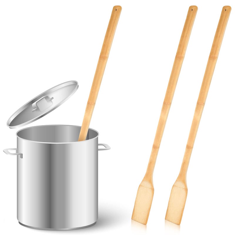 هوليري 2 قطع 36 بوصة مجداف خشبي طويل لمزيج قشريات البحر وعاء الطهي ملعقة خشبية منزلية لصنع قشريات البحر للمخيمات والمطاعم