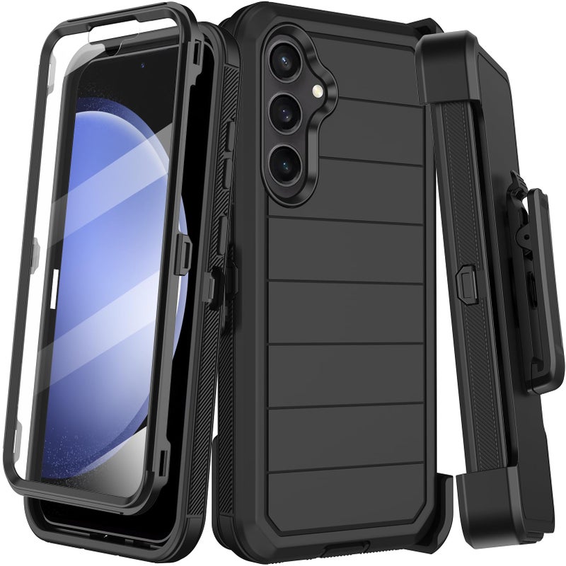 KECAI for Samsung Galaxy S23 FE Case with Belt Clip Holster & Kickstand,Built-in Screen Protector,Heavy Duty Shockproof Drop Protection Military Grade Full Body Rugged Phone Cover (6.4") (Black) - Image 1