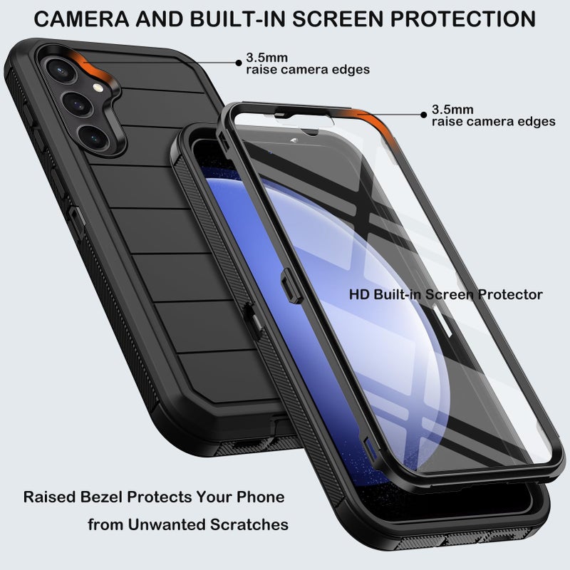 KECAI for Samsung Galaxy S23 FE Case with Belt Clip Holster & Kickstand,Built-in Screen Protector,Heavy Duty Shockproof Drop Protection Military Grade Full Body Rugged Phone Cover (6.4") (Black) - Image 2