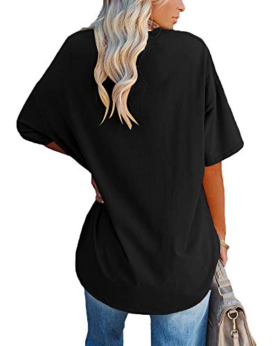 Ebifin Womens Oversized Tshirts V Neck Tee Shirts Half Sleeve Loose Fit T Shirt Cotton Tunic Tops 2025 - Image 2