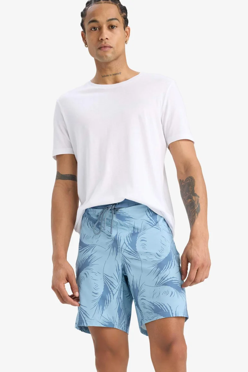 Defacto  DeFactoFit Regular Fit Patterned Flexible Textured Swim Shorts for Men | Best Price UAE