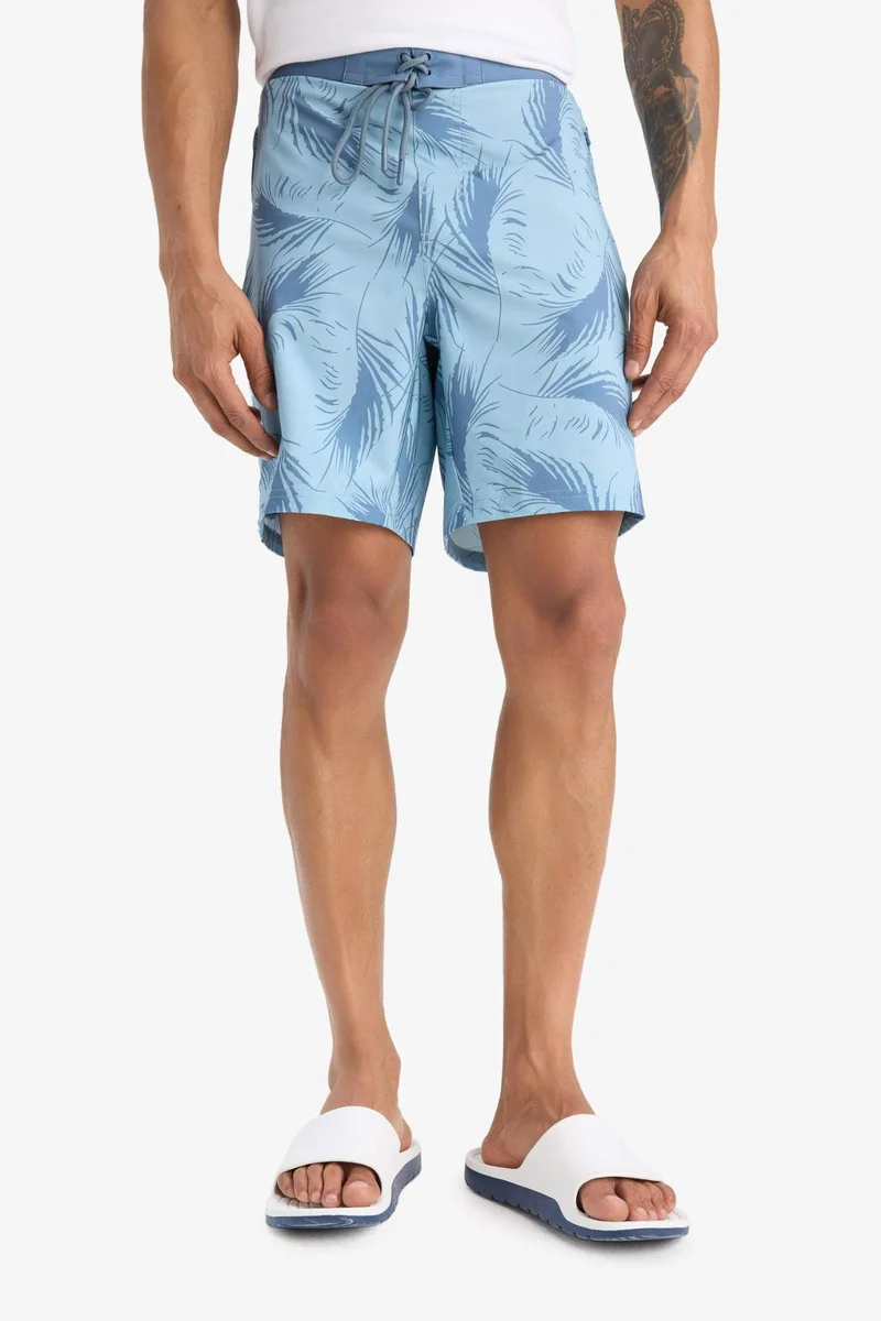 Defacto  DeFactoFit Regular Fit Patterned Flexible Textured Swim Shorts for Men | Best Price UAE