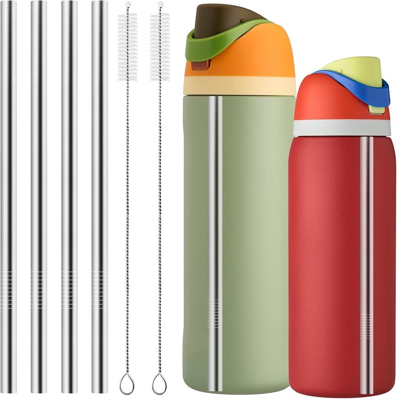 XZESH Metal Straw Replacement for Owala Water Bottle 24 oz 32 oz Accessories, With 2 Straw Cleaner, Reusable Stainless Steel Straws Compatible With Owala Water Bottle - 4pcs - Image 1