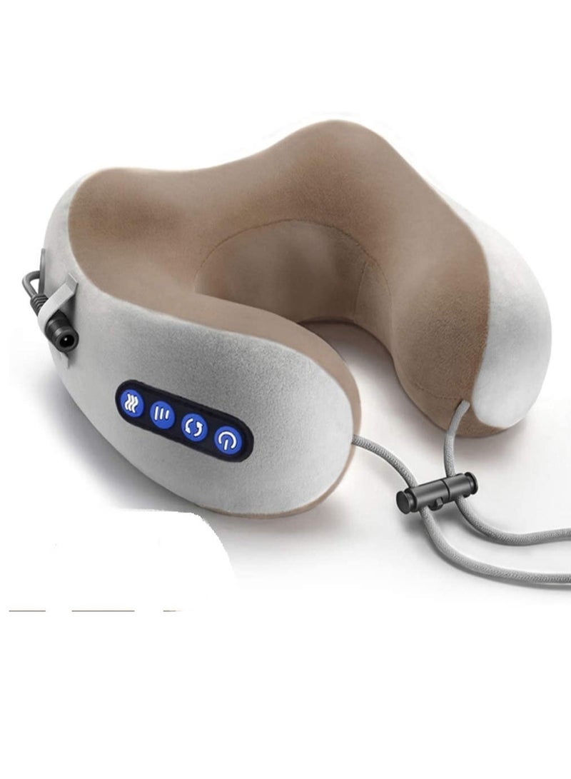 إسكدنيا Electric Travel Neck Massage Pillow, U Shaped Memory Foam Kneading Vibration Neck Head Support Pillow, Relief Cervical Pain, - Image 1