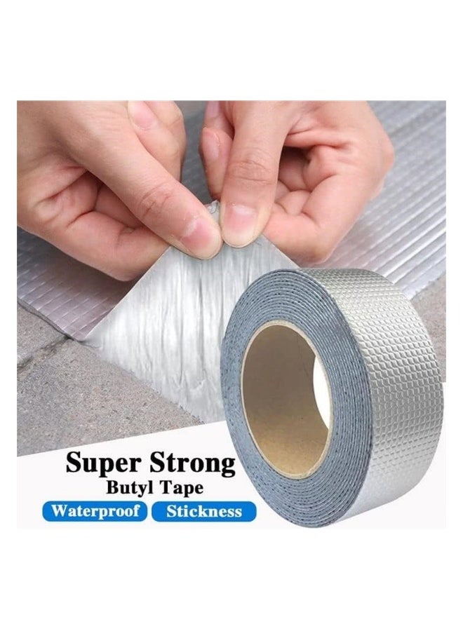 Generic Super Strong Aluminum Foil Butyl Tape Super Waterproof Tape Self Adhesive Adhesive Tape Kitchen and Bathroom House Roof Mending Materials for Pipes Patch Holes  - Image 2