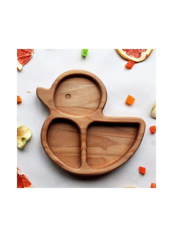 Egypt Antiques A children's food or snack dish in the form of a handmade wood duck, 100% natural colors, treated with olive oil  - Image 1